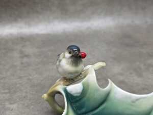 Two Franz porcelain Christmas items with chickadees - 2