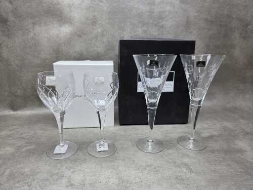 Two boxed pairs of Royal Doulton crystal glasses