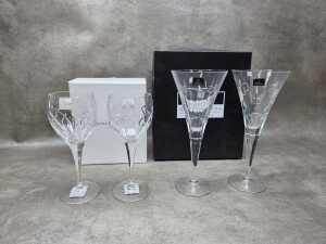 Two boxed pairs of Royal Doulton crystal glasses