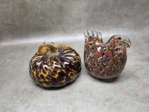 Two speckled art glass items - 2