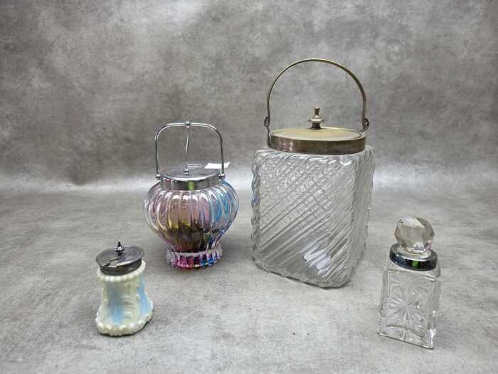 Metal-mounted glass containers