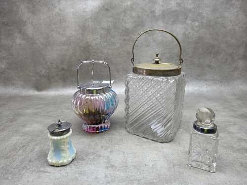 Metal-mounted glass containers