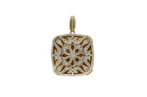 A diamond pendant in sterling silver and gold-plated accents