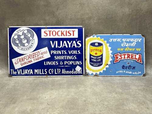 Two enamel garage signs