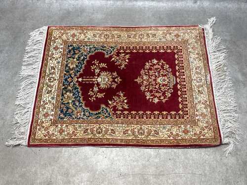 Turkish Ipek hand knotted silk prayer rug
