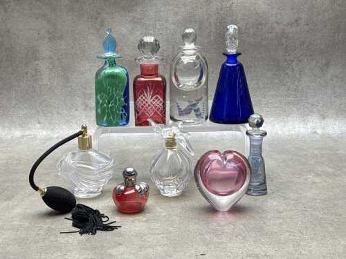 Collection of glass scent bottles