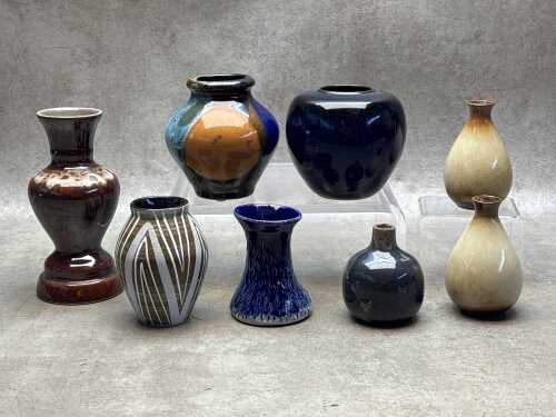 Collection of studio pottery including vases, bowls, etc.