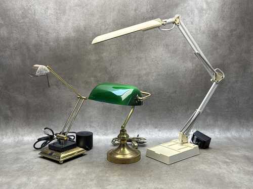 Three desk lamps,