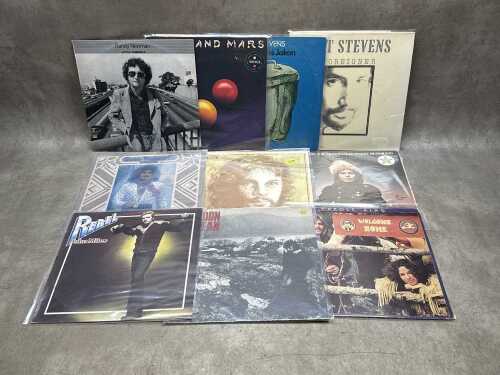 Ten '70s Rock and Pop vinyl records, including Randy Newman, Cat Stevens