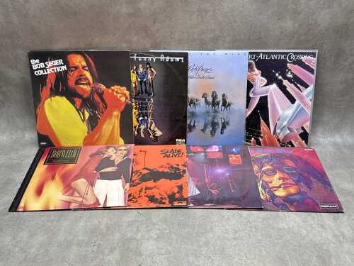 Eight '70s Rock vinyl records, including Johnny Winter
