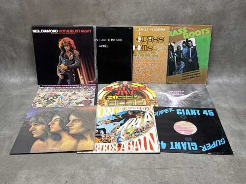 Ten Rock and Pop vinyl records, including Neil Diamond