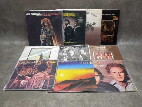 Ten Rock and Pop vinyl records, including 'Hot August Night'