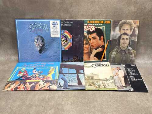 Eight classic '70s vinyl records, including Eagles