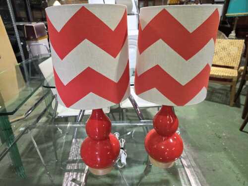 Pair of modern orange lamps