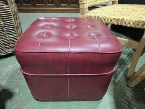 Kencord red leather ottoman
