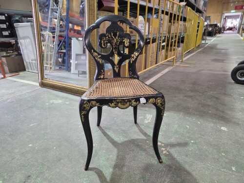 European black-lacquered chair in the chinoiserie style