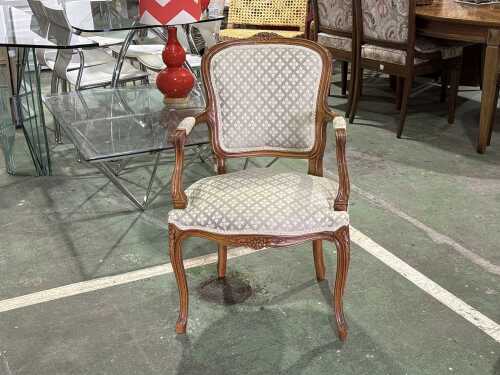 French-style upholstered open armchair