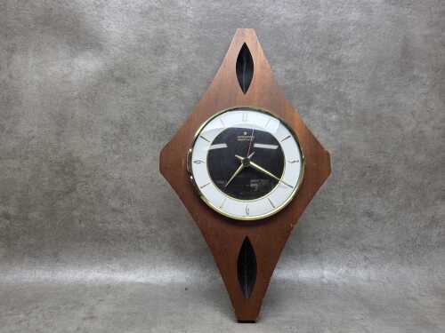 Retro Junghans 'Electronic' diamond-shaped wall clock