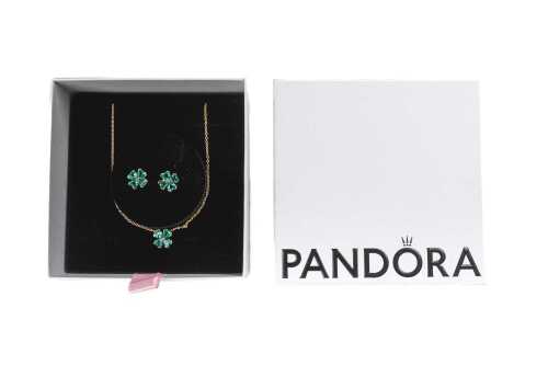A Pandora green lucky clover set in gold plated sterling silver