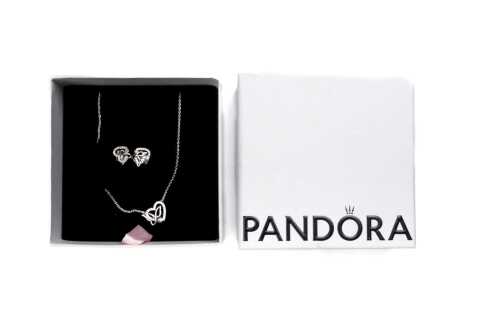 A Pandora entwined heart and butterfly set in sterling silver