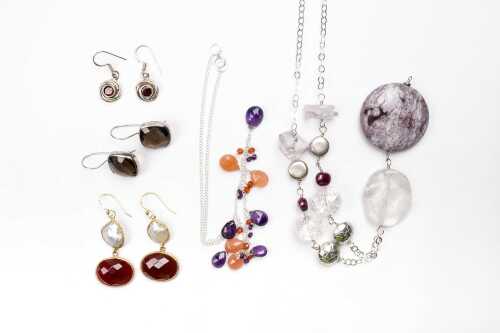 A collection of gemstone jewellery in sterling silver