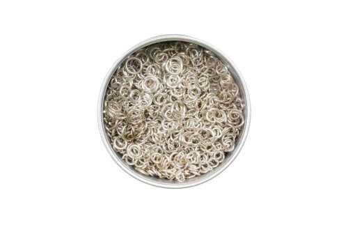 A box of jump rings in sterling silver