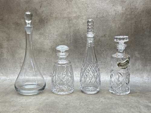 Four crystal decanters