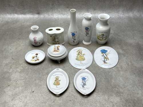 Holly Hobbie porcelain items, including wall plaques