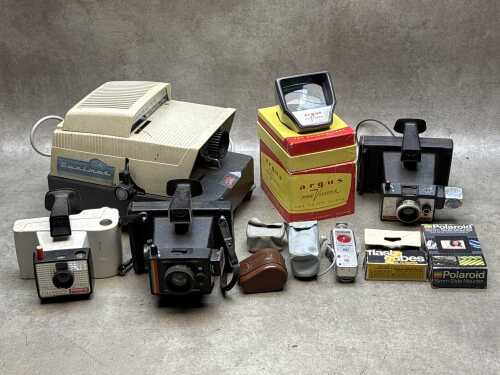 Assorted cameras and photographic equipment