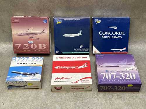 Five 1:400 and 1:500 scale aircraft, all in original boxes