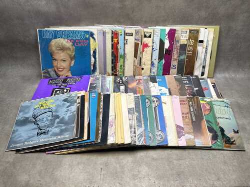 Vinyl records, including jazz, vocals, Dinah Shore, Doris Day
