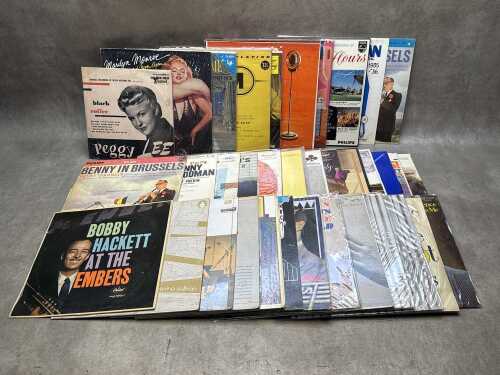 Vinyl records, including jazz, vocals, Doris Day, Marilyn Monroe