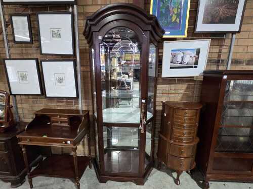Arch-top mirror-backed display cabinet