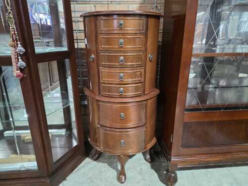Demi-lune two-tier jewellery cabinet
