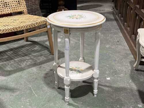 French-style painted circular side table