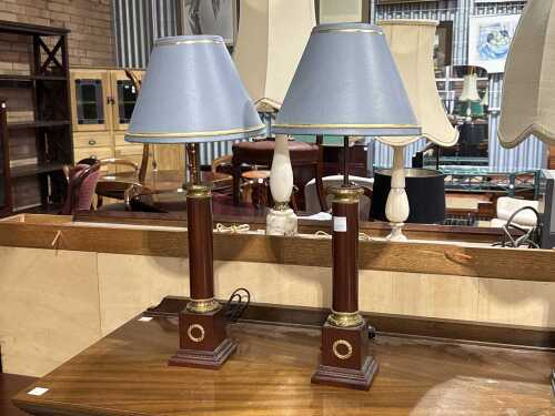 Pair of timber base lamps