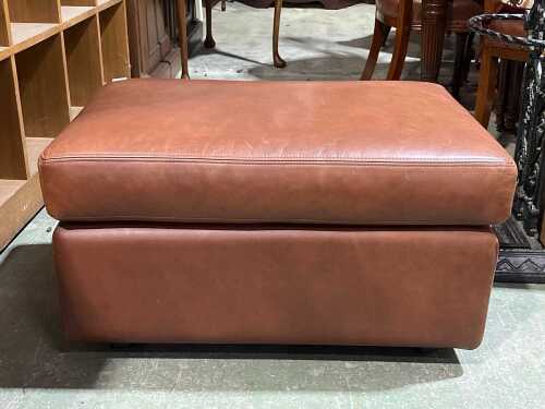 Moran brown leather ottoman