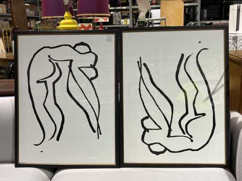 Pair of contemporary abstract figure studies