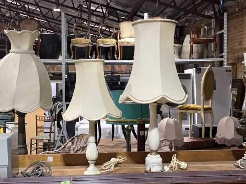 Two classical-style table lamps with marble bases.