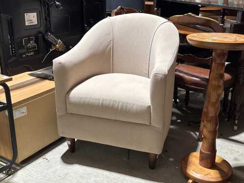 Contemporary upholstered tub armchair