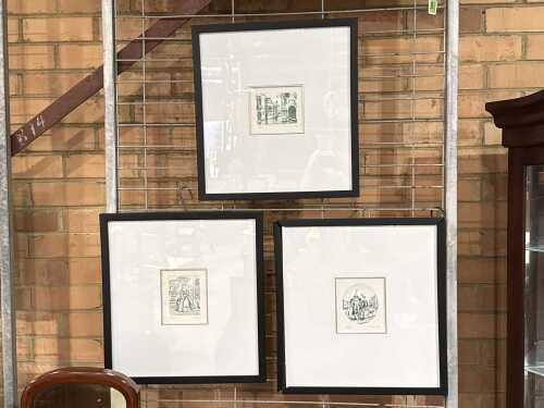 Artist unknown, set of three Venetian Carnival engravings on paper (3)