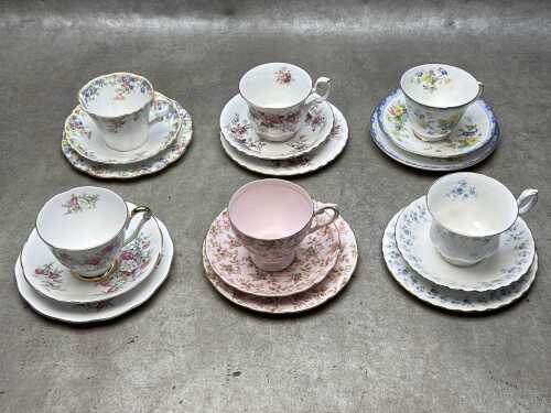 Six English porcelain trios, including Royal Albert