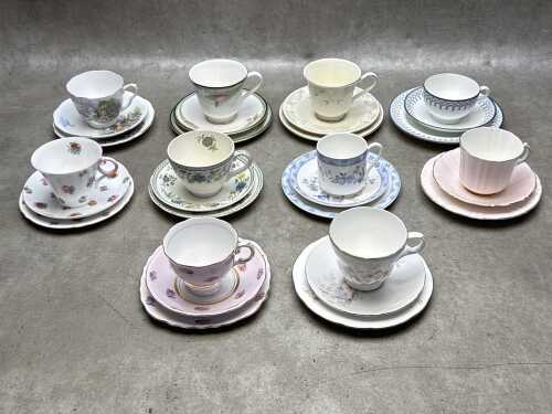 Ten English porcelain trios including Royal Doulton