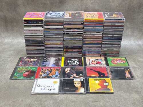 CDs, including library music, Knights of the Blues Table, Bembeya Jazz