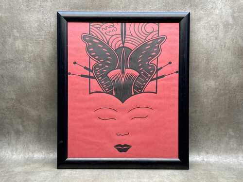Artist unknown, geisha. Ink drawing on paper