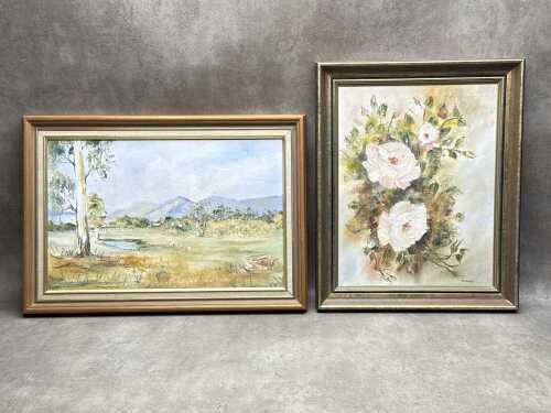 D Appleby (artist unknown), two oil paintings on artist board