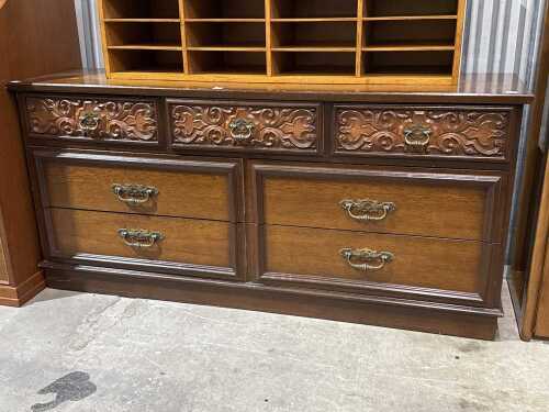 Carved timber seven-drawer chest