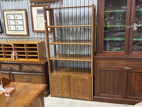 Mid-century teak bookcase cabinet