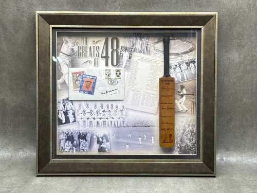 Cricket memorabilia including The Invincibles 1948 signed souvenir bat