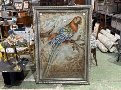Framed parrot artwork